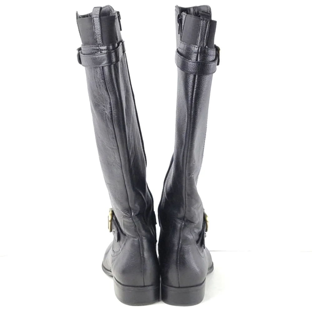 Naturalizer Black Leather Knee-High Riding Boots